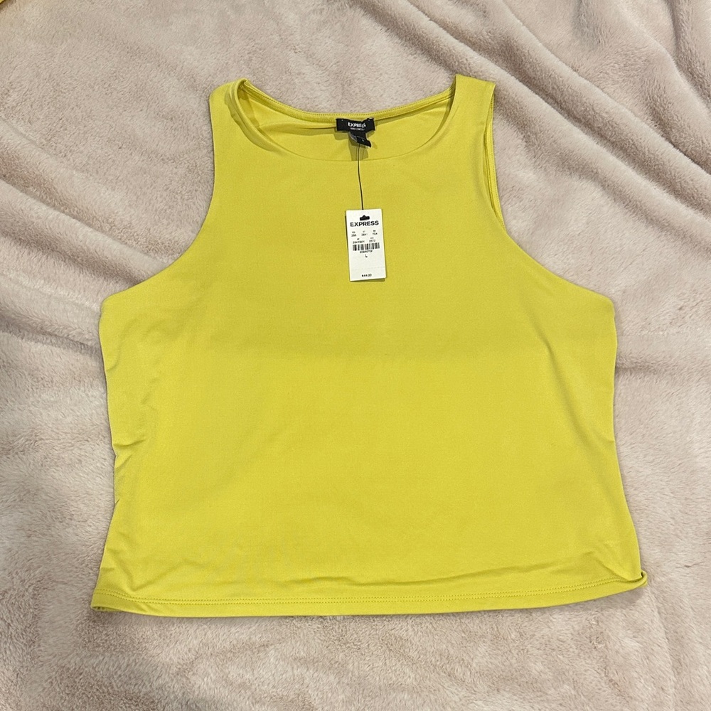 Express Lime Green Cropped Tank Top size Large NWT!!